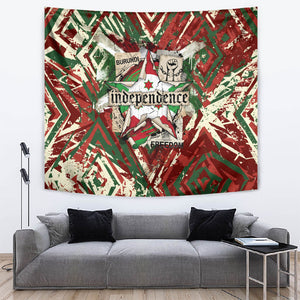 Burundi Independence Day Tapestry 1st July 1962 Distressed Grunge Flag Art - Broken Chains And Freedom Star