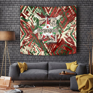 Burundi Independence Day Tapestry 1st July 1962 Distressed Grunge Flag Art - Broken Chains And Freedom Star