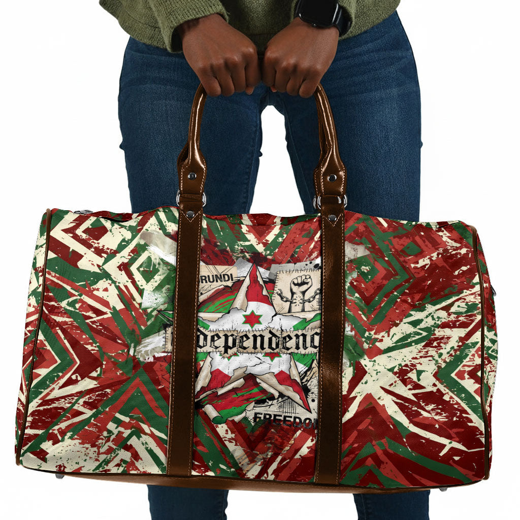 Burundi Independence Day Travel Bag 1st July 1962 Distressed Grunge Flag Art - Broken Chains And Freedom Star