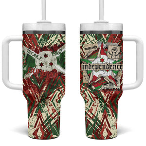 Burundi Independence Day Tumbler With Handle 1st July 1962 Distressed Grunge Flag Art - Broken Chains And Freedom Star