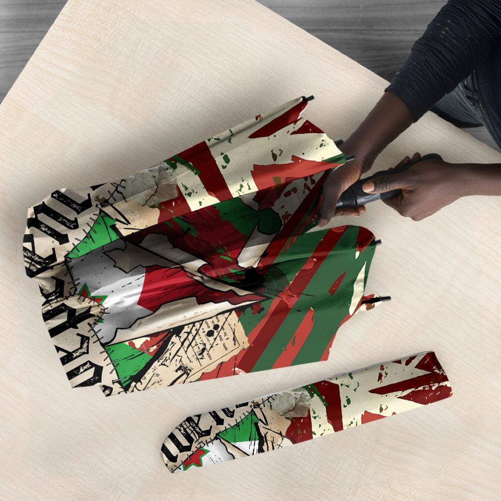 Burundi Independence Day Umbrella 1st July 1962 Distressed Grunge Flag Art - Broken Chains And Freedom Star