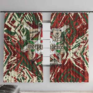 Burundi Independence Day Window Curtain 1st July 1962 Distressed Grunge Flag Art - Broken Chains And Freedom Star
