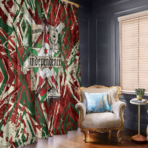 Burundi Independence Day Window Curtain 1st July 1962 Distressed Grunge Flag Art - Broken Chains And Freedom Star