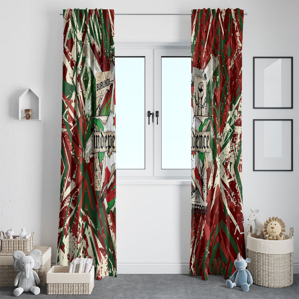 Burundi Independence Day Window Curtain 1st July 1962 Distressed Grunge Flag Art - Broken Chains And Freedom Star