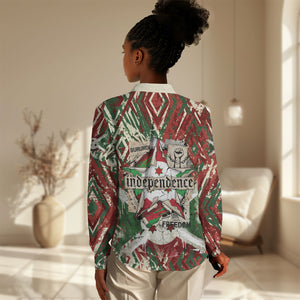 Burundi Independence Day Women Casual Shirt 1st July 1962 Distressed Grunge Flag Art - Broken Chains And Freedom Star