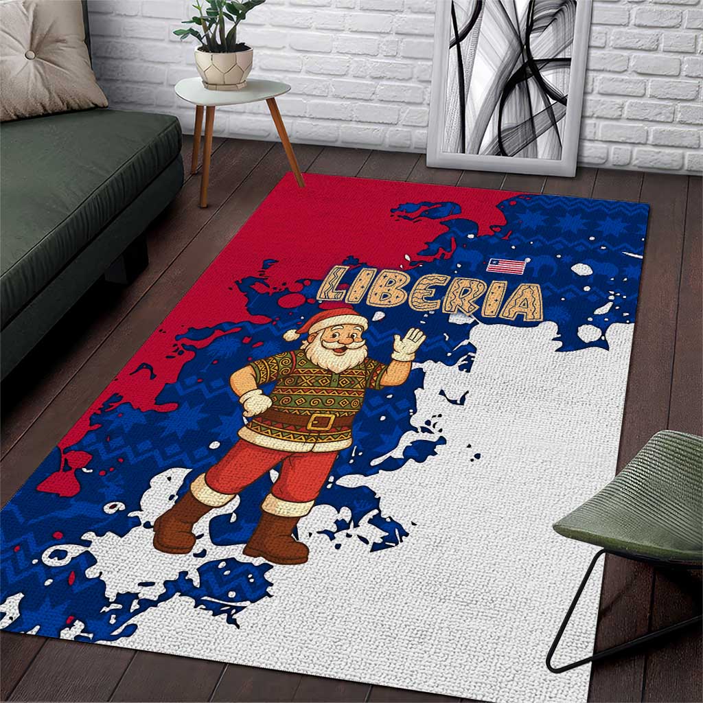 Liberia Christmas Area Rug Santa Claus Map Graphic and Red Blue Festive - African Pride