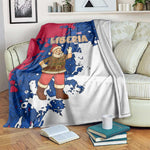 Liberia Christmas Blanket Santa Claus Map Graphic and Red Blue Festive - African Pride