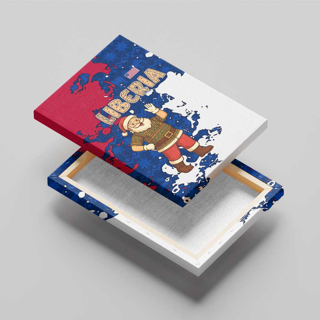 Liberia Christmas Canvas Wall Art Santa Claus Map Graphic and Red Blue Festive - African Pride