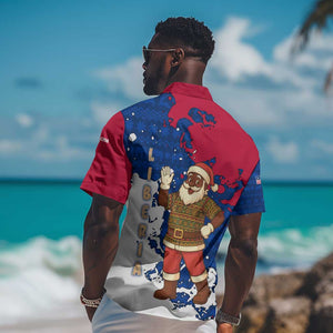 Liberia Christmas Hawaiian Shirt Santa Claus Map Graphic and Red Blue Festive - African Pride
