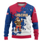 Liberia Christmas Ugly Christmas Sweater Santa Claus Map Graphic and Red Blue Festive - African Pride