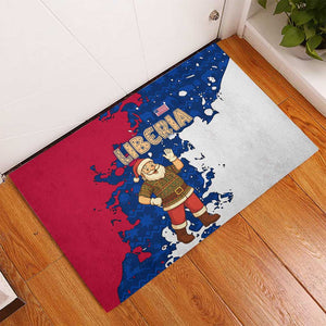 Liberia Christmas Rubber Doormat Santa Claus Map Graphic and Red Blue Festive - African Pride