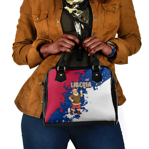 Liberia Christmas Shoulder Handbag Santa Claus Map Graphic and Red Blue Festive - African Pride