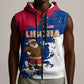 Liberia Christmas Sleeveless Zip Hoodie Santa Claus Map Graphic and Red Blue Festive - African Pride