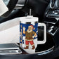 Liberia Christmas Tumbler With Handle Santa Claus Map Graphic and Red Blue Festive - African Pride