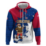 Liberia Christmas Zip Hoodie Santa Claus Map Graphic and Red Blue Festive - African Pride