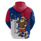 Liberia Christmas Zip Hoodie Santa Claus Map Graphic and Red Blue Festive - African Pride
