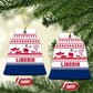 Liberia Christmas Ceramic Ornament Red Wildlife Silhouettes and White Blue Holiday - African Pride