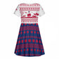 Liberia Christmas Kid Short Sleeve Dress Red Wildlife Silhouettes and White Blue Holiday - African Pride