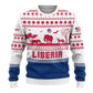 Liberia Christmas Ugly Christmas Sweater Red Wildlife Silhouettes and White Blue Holiday - African Pride