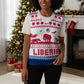 Liberia Christmas Knitted V-Neck Vest Red Wildlife Silhouettes and White Blue Holiday - African Pride