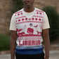 Liberia Christmas Knitted V-Neck Vest Red Wildlife Silhouettes and White Blue Holiday - African Pride