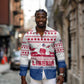 Liberia Christmas Long Sleeve Button Shirt Red Wildlife Silhouettes and White Blue Holiday - African Pride