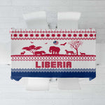 Liberia Christmas Tablecloth Red Wildlife Silhouettes and White Blue Holiday - African Pride
