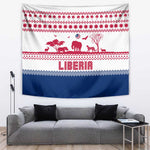 Liberia Christmas Tapestry Red Wildlife Silhouettes and White Blue Holiday - African Pride