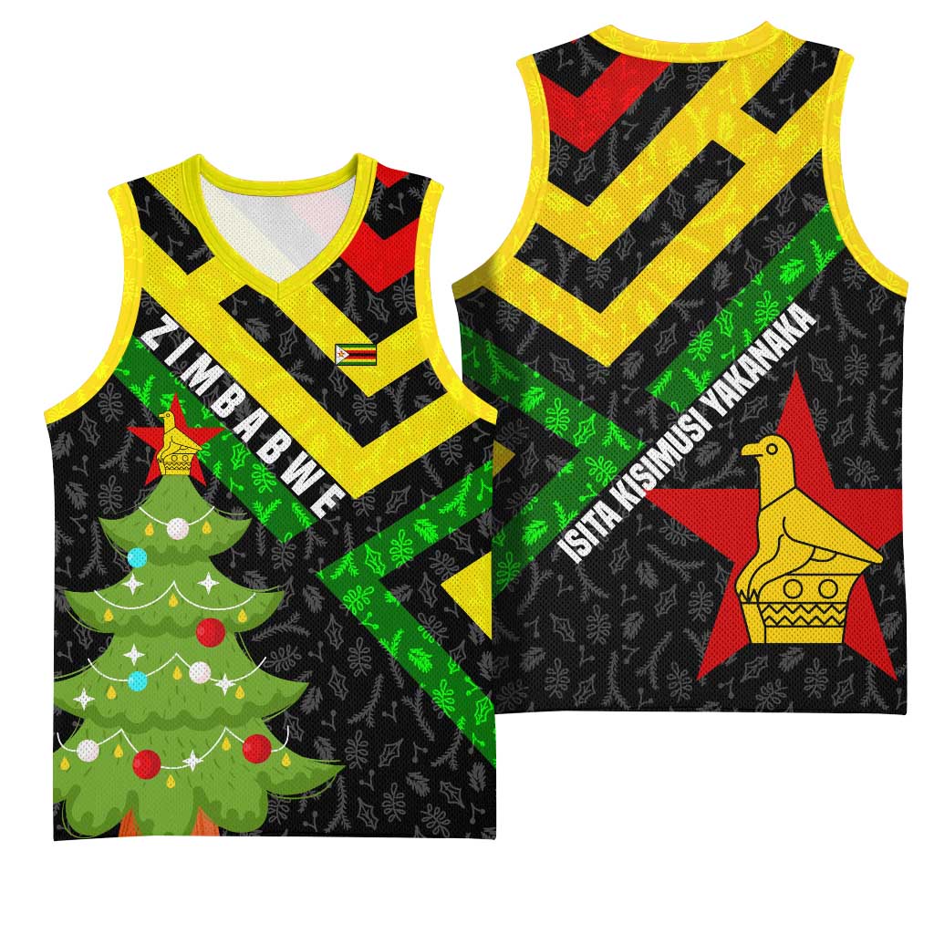Zimbabwe Christmas Basketball Jersey Flag Colors Xmas Tree and Holiday TS04