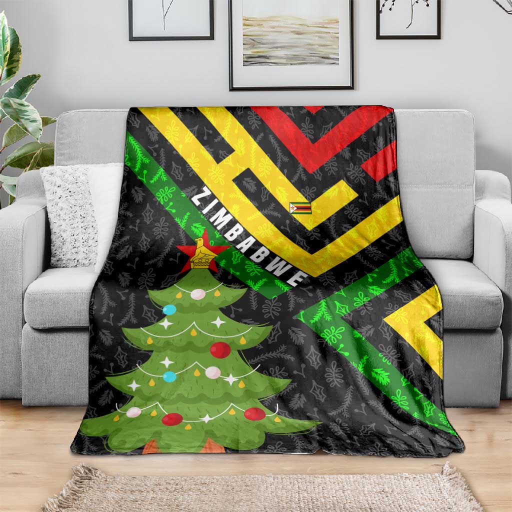 Zimbabwe Christmas Blanket Flag Colors Xmas Tree and Holiday - African Pride