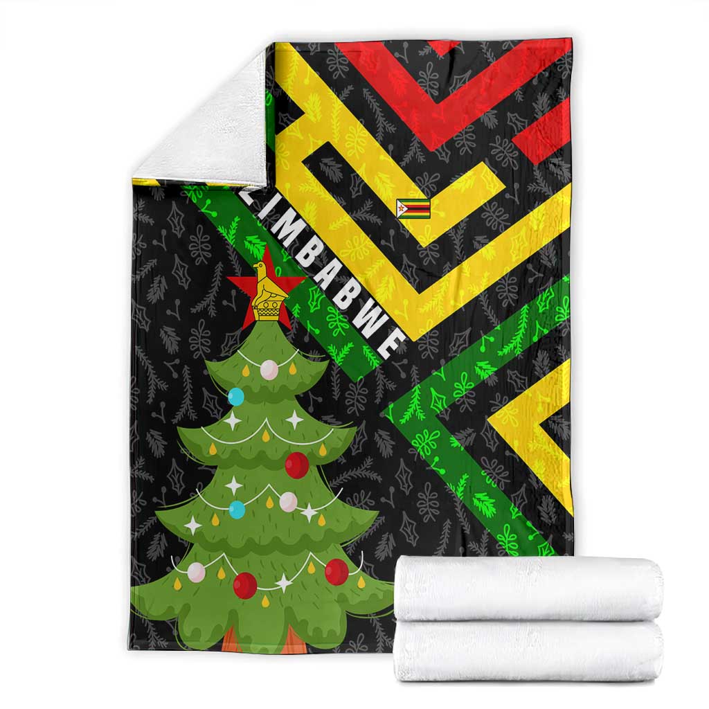 Zimbabwe Christmas Blanket Flag Colors Xmas Tree and Holiday - African Pride
