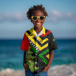 Zimbabwe Christmas Kid Hawaiian Shirt Flag Colors Xmas Tree and Holiday - African Pride