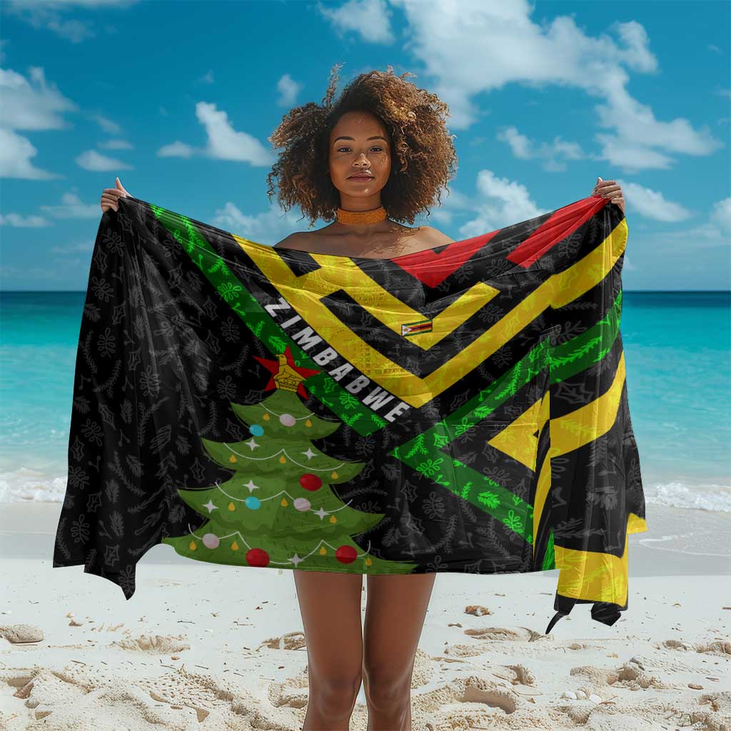 Zimbabwe Christmas Sarong Flag Colors Xmas Tree and Holiday - African Pride