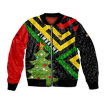 Zimbabwe Christmas Sleeve Zip Bomber Jacket Flag Colors Xmas Tree and Holiday - African Pride