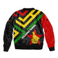 Zimbabwe Christmas Sleeve Zip Bomber Jacket Flag Colors Xmas Tree and Holiday - African Pride