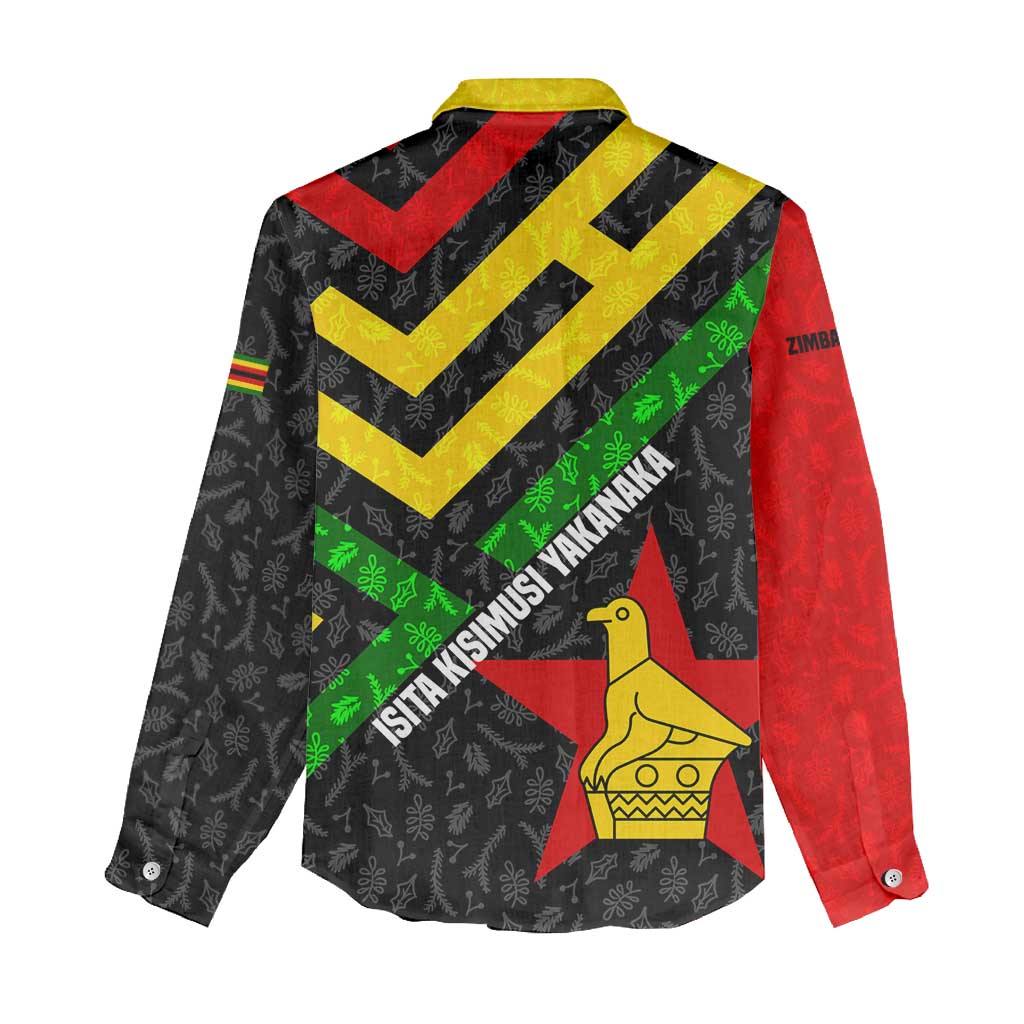 Zimbabwe Christmas Women Casual Shirt Flag Colors Xmas Tree and Holiday - African Pride