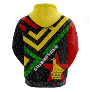 Zimbabwe Christmas Zip Hoodie Flag Colors Xmas Tree and Holiday - African Pride