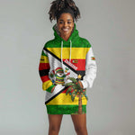 Zimbabwe Christmas Hoodie Dress Festive Santa Palm Tree and Red Yellow Green Flag - African Pride