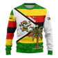 Zimbabwe Christmas Ugly Christmas Sweater Festive Santa Palm Tree and Red Yellow Green Flag - African Pride