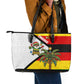 Zimbabwe Christmas Leather Tote Bag Festive Santa Palm Tree and Red Yellow Green Flag - African Pride