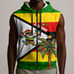 Zimbabwe Christmas Sleeveless Zip Hoodie Festive Santa Palm Tree and Red Yellow Green Flag - African Pride