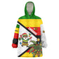 Zimbabwe Christmas Wearable Blanket Hoodie Festive Santa Palm Tree and Red Yellow Green Flag - African Pride
