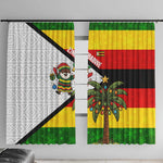Zimbabwe Christmas Window Curtain Festive Santa Palm Tree and Red Yellow Green Flag - African Pride