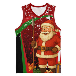 Kenya Christmas Basketball Jersey Santa Claus Spear and Red Green Harambee Crest TS04