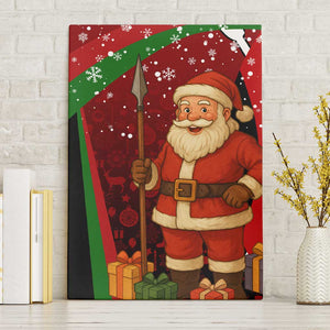 Kenya Christmas Canvas Wall Art Santa Claus Spear and Red Green Harambee Crest - African Pride