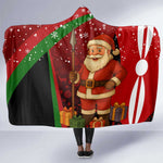 Kenya Christmas Hooded Blanket Santa Claus Spear and Red Green Harambee Crest - African Pride