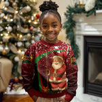 Kenya Christmas Kid Ugly Christmas Sweater Santa Claus Spear and Red Green Harambee Crest - African Pride