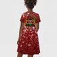 Kenya Christmas Kid Short Sleeve Dress Santa Claus Spear and Red Green Harambee Crest - African Pride