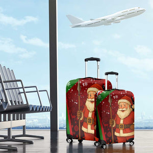 Kenya Christmas Luggage Cover Santa Claus Spear and Red Green Harambee Crest - African Pride