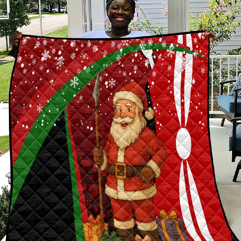 Kenya Christmas Quilt Santa Claus Spear and Red Green Harambee Crest - African Pride